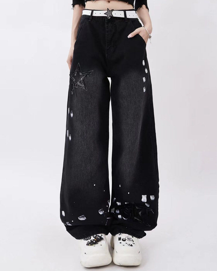 Downtown Girl Black Star Jeans - Boogzel Clothing