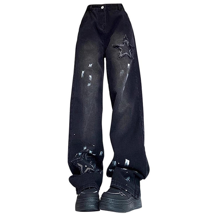 Downtown Girl Black Star Jeans - Boogzel Clothing