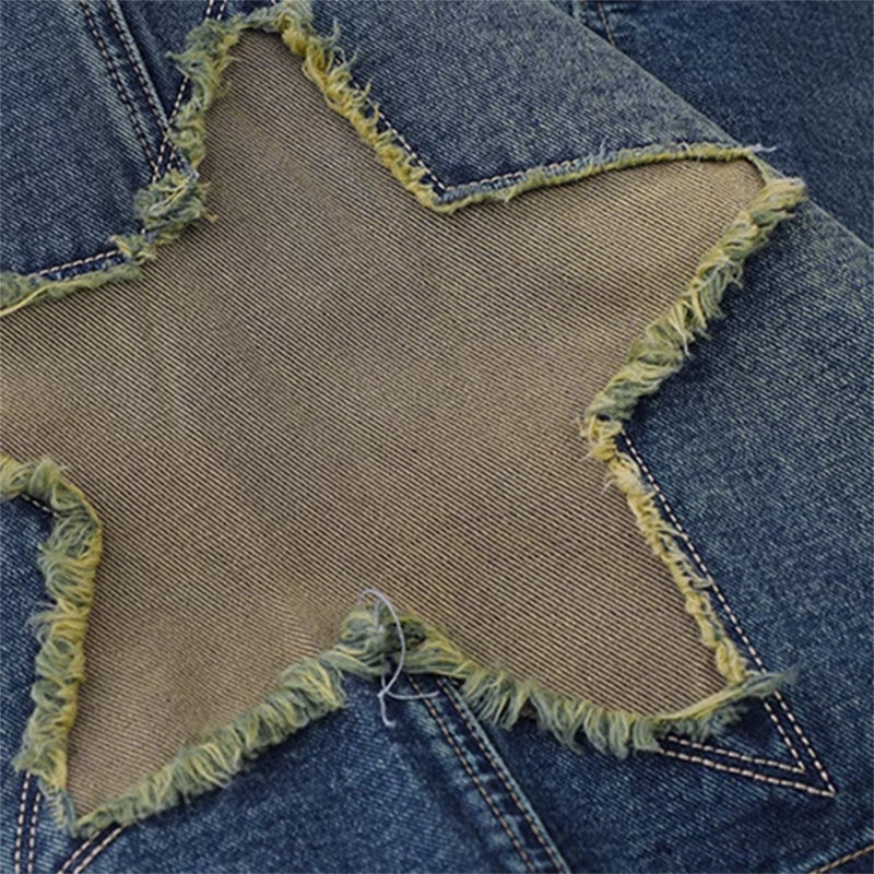 star patch denim shorts boogzel clothing