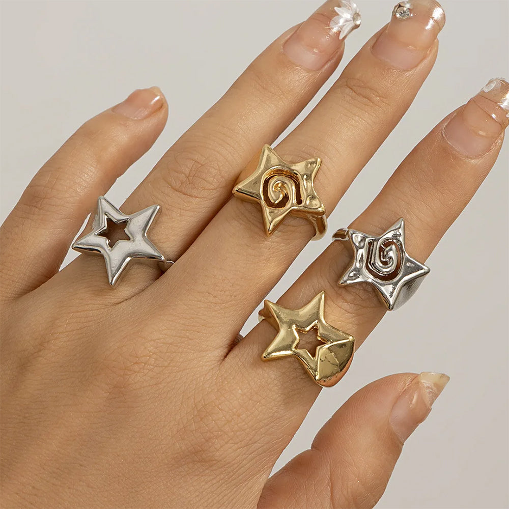 star chunky ring set boogzel clothing