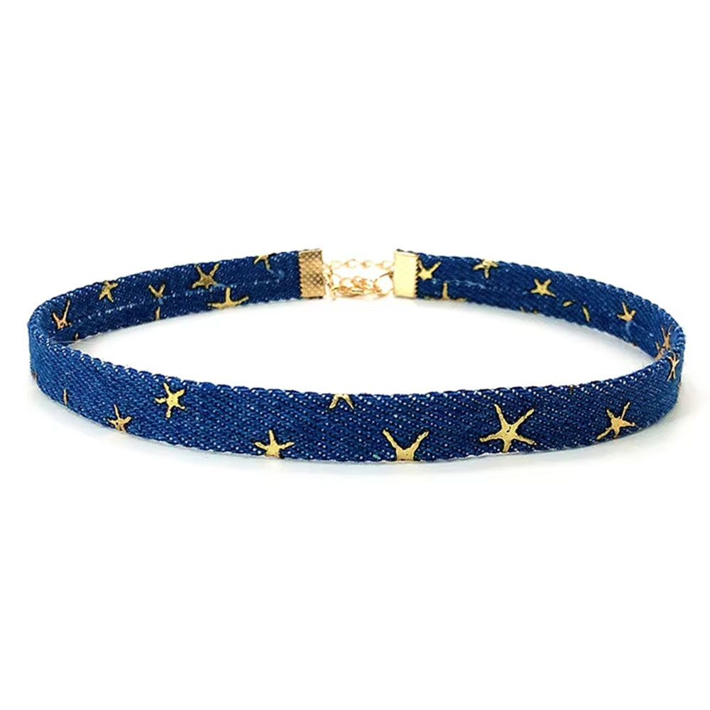 star denim choker boogzel clothing