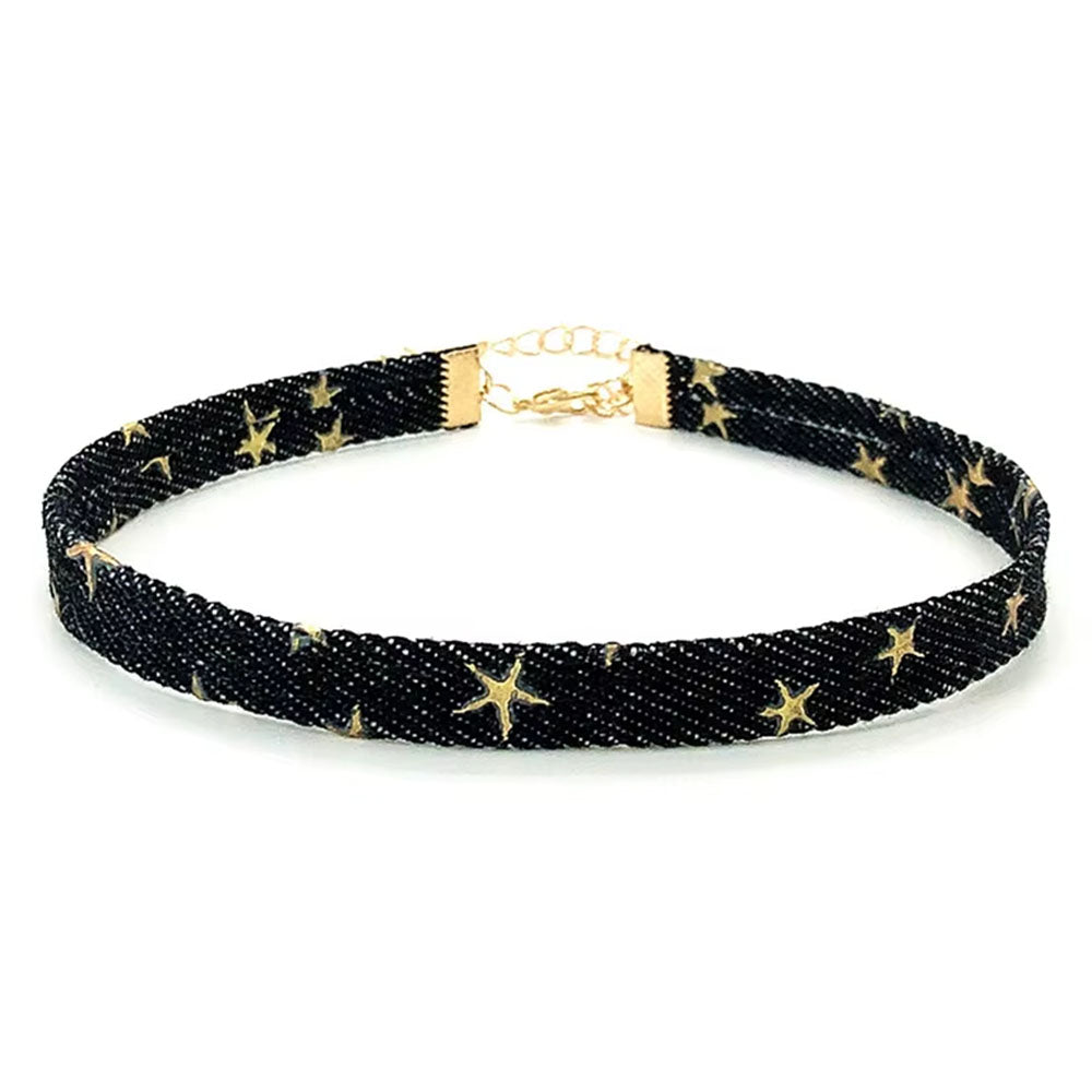 star denim choker boogzel clothing