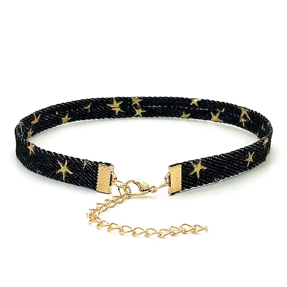 star denim choker boogzel clothing