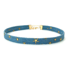 star denim choker boogzel clothing