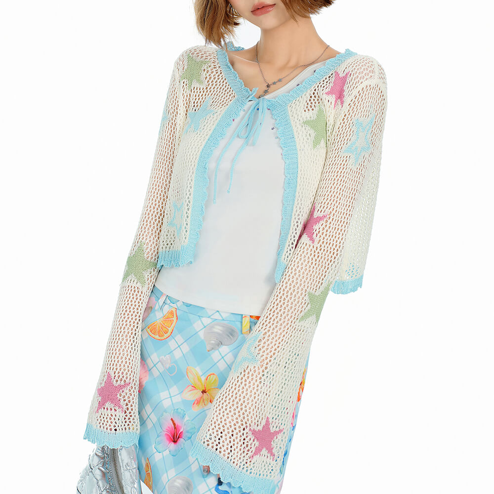 star girl crochet mesh cardigan boogzel clothing