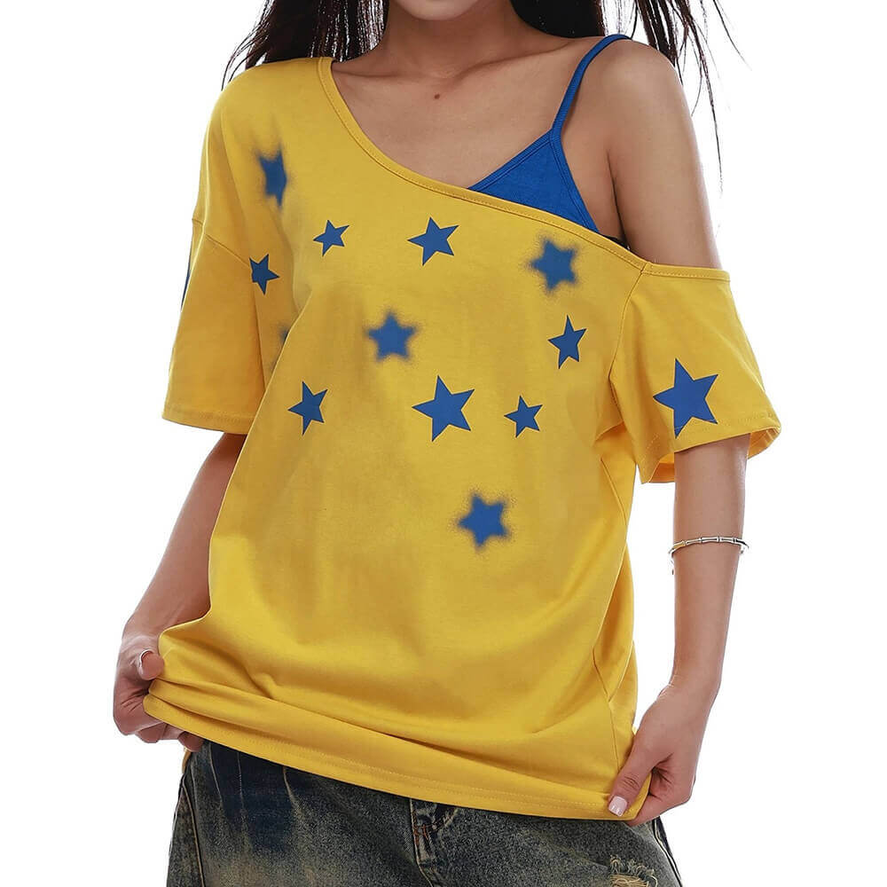 star girl off shoulder graphic tee boogzel clothing