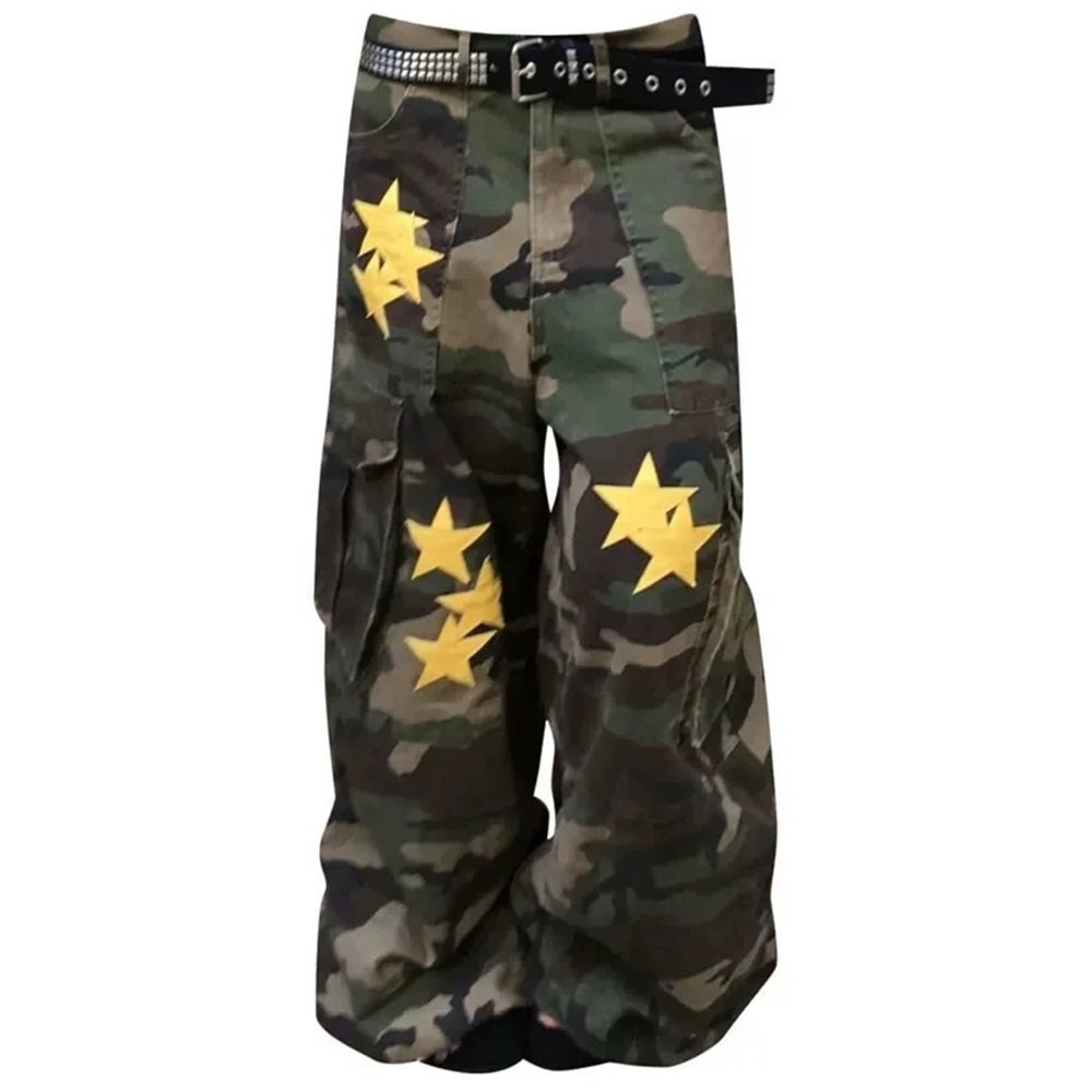 star patch camo cargo pants boogzel clothing