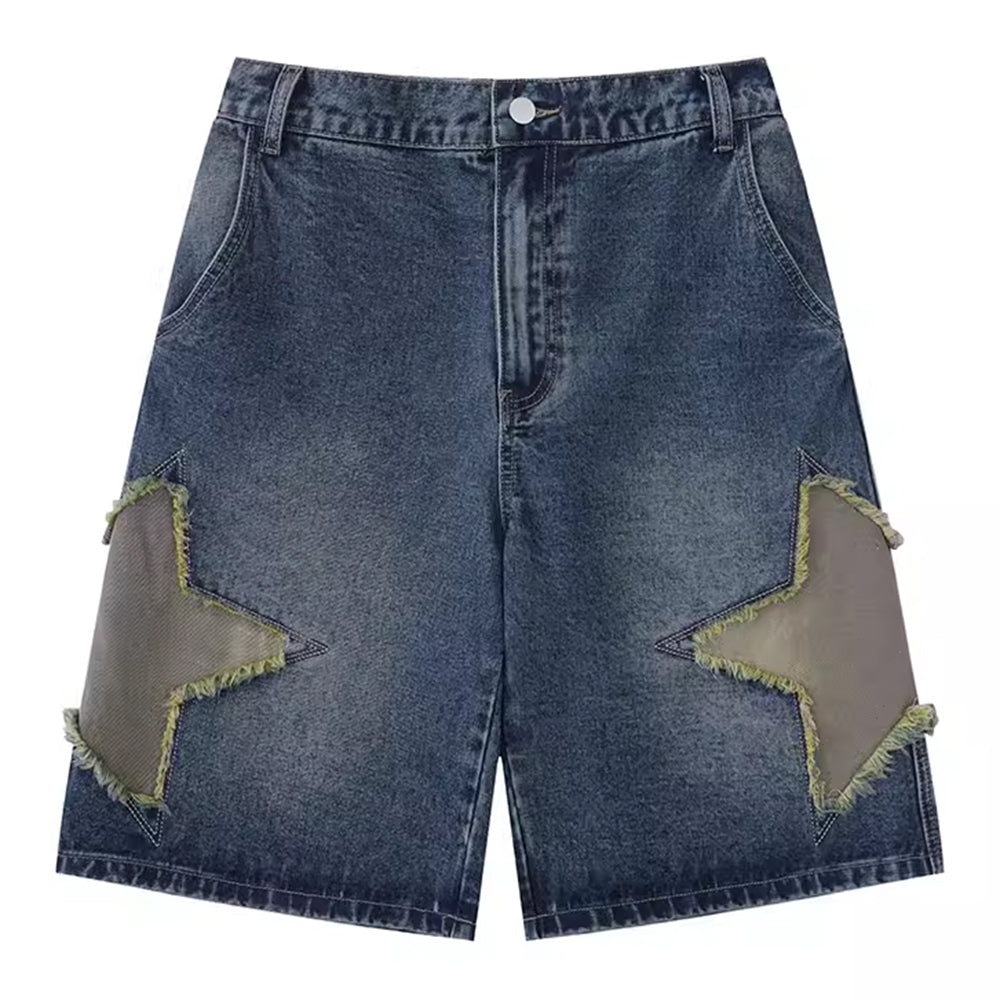 star patch denim shorts boogzel clothing