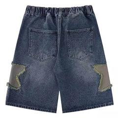 star patch denim shorts boogzel clothing
