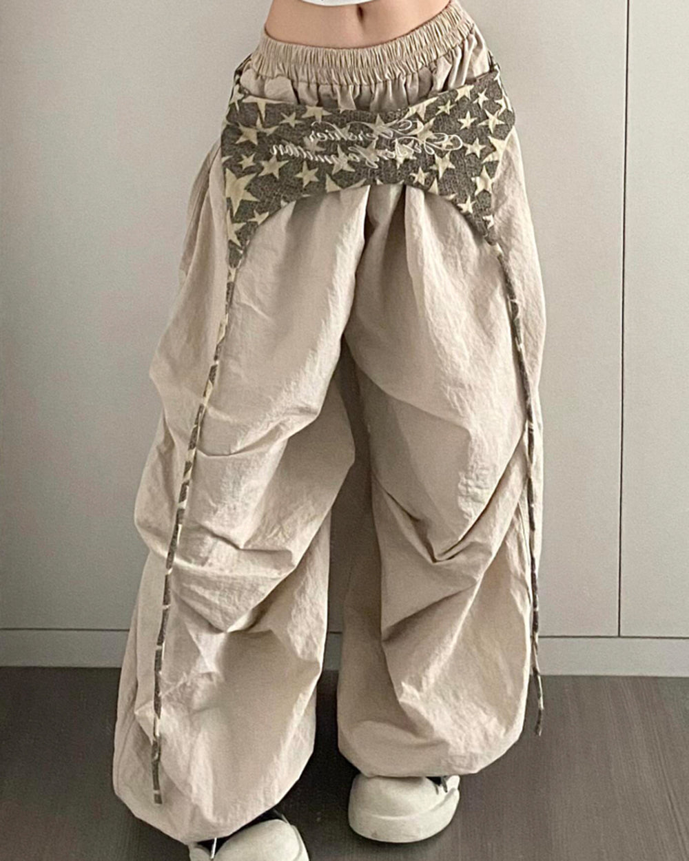 star pattern layered baggy pants boogzel clothing