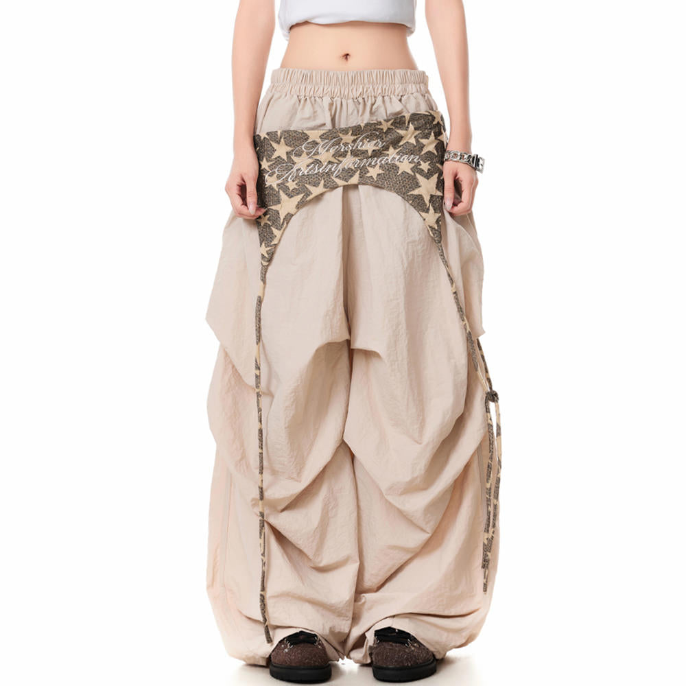 star pattern layered baggy pants boogzel clothing