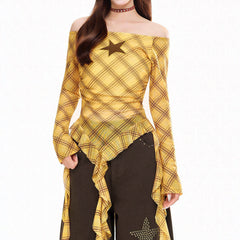 star plaid long sleeve top boogzel clothing