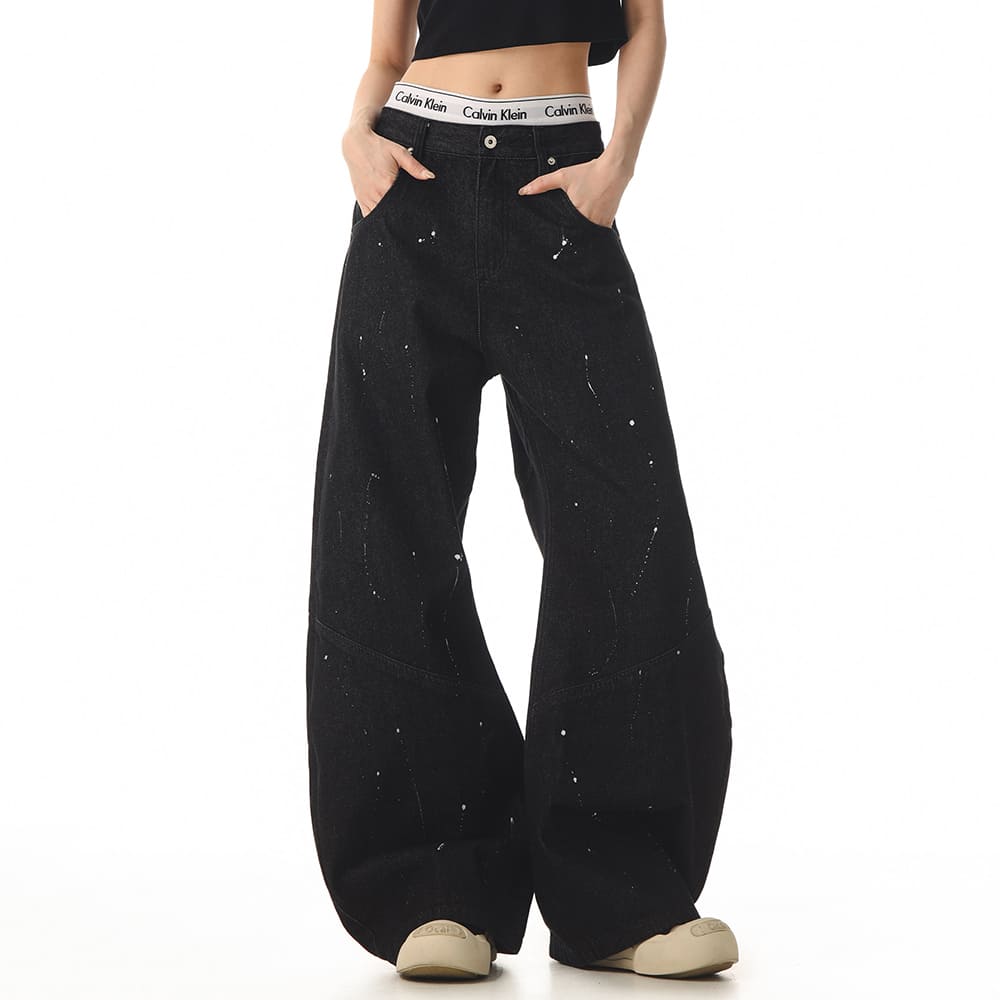 star pocket striped baggy jeans boogzel clothing