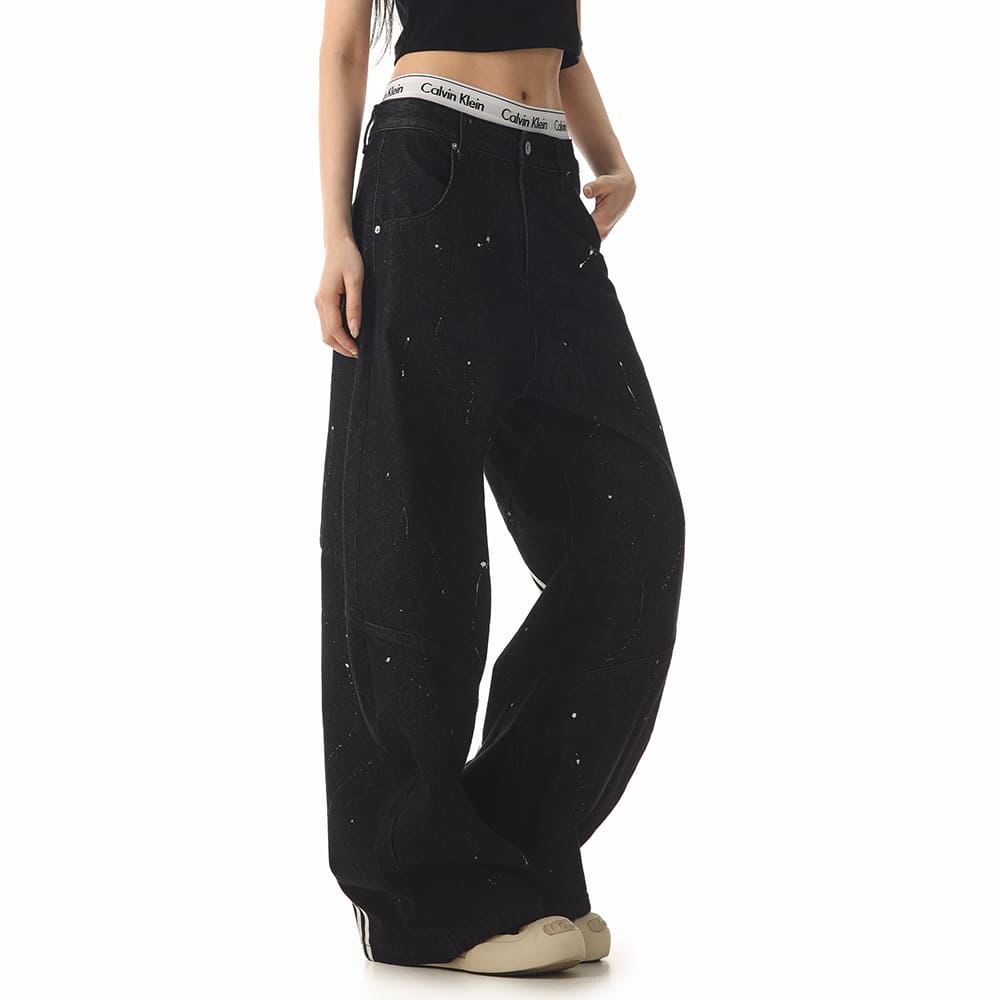 star pocket striped baggy jeans boogzel clothing
