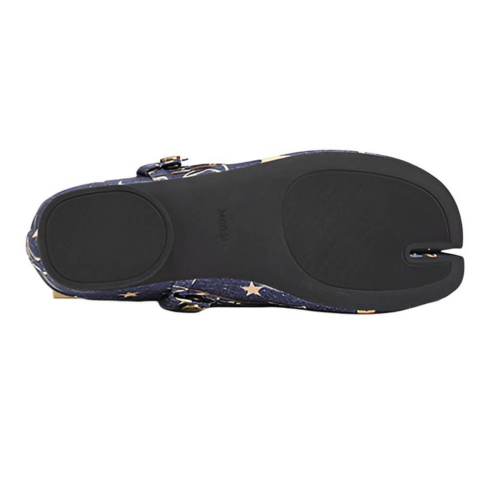 star print denim tabi ballet flats boogzel clothing