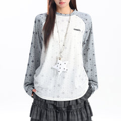 star print raglan long seeve top boogzel clothing