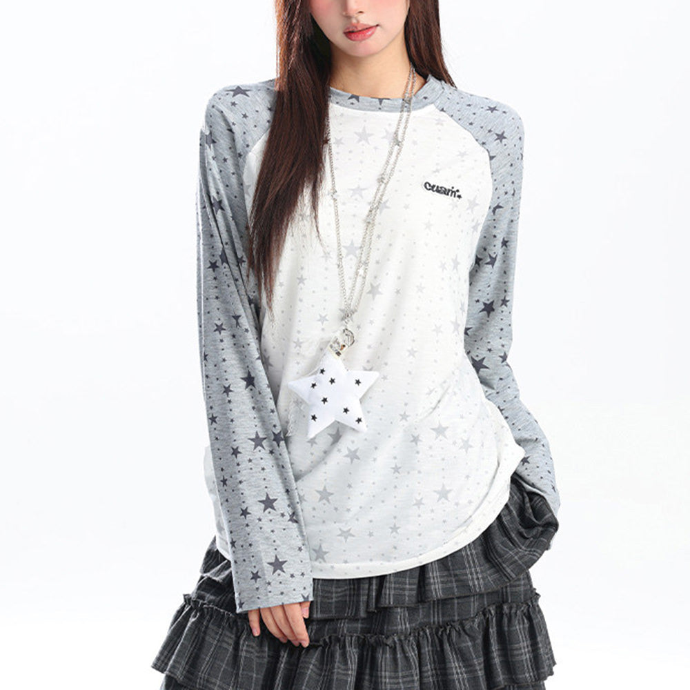star print raglan long seeve top boogzel clothing