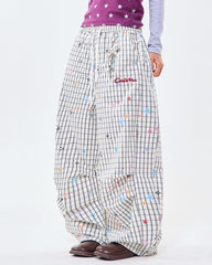 starry grid aesthetic wide leg pants boogzel clothing