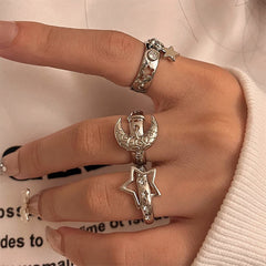 stars moon aesthetic ring set boogzel clothing