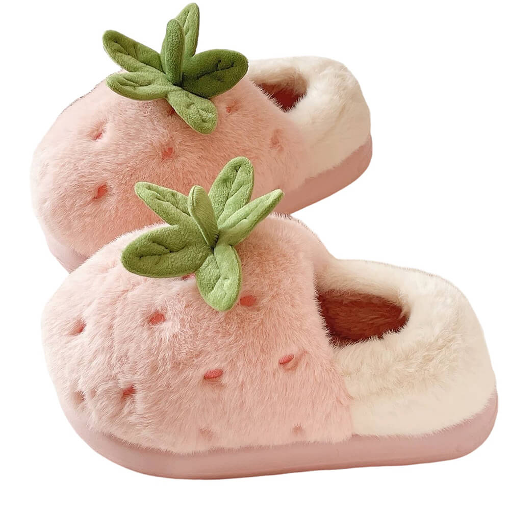 strawberry fluffy slippers boogzel clothing