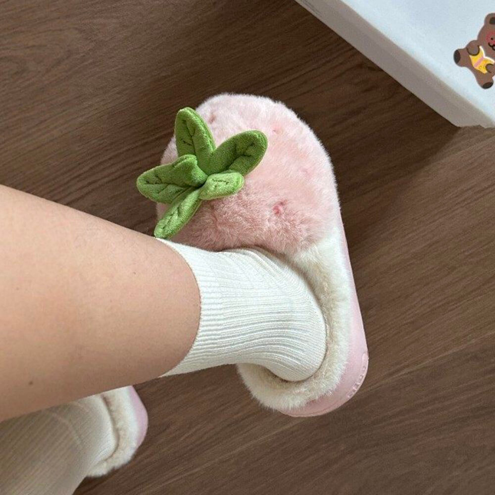 strawberry fluffy slippers boogzel clothing