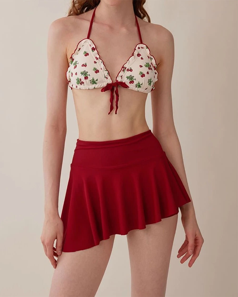strawberry print bikini set boogzel clothing