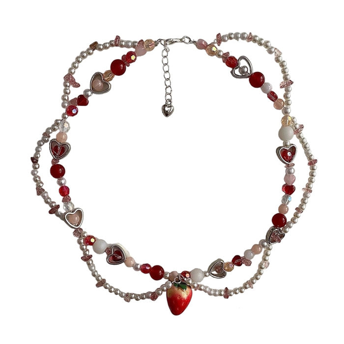 strawberry beaded necklace boogzel clothing