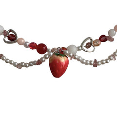 strawberry beaded necklace boogzel clothing