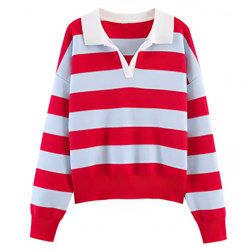 striped rugby collar sweatshirt boogzel clothing