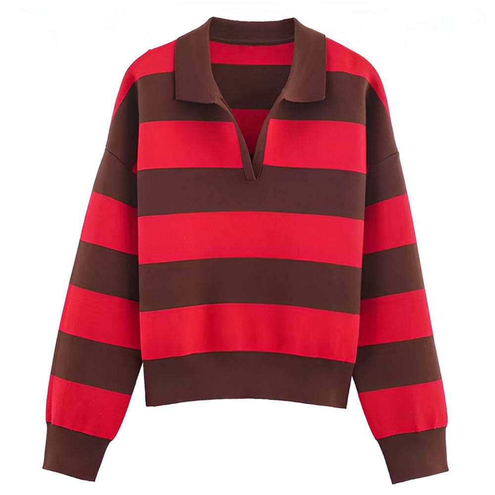 striped rugby collar sweatshirt boogzel clothing