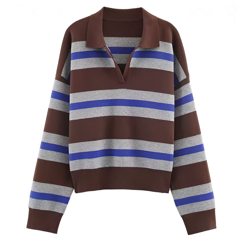 striped rugby collar sweatshirt boogzel clothing
