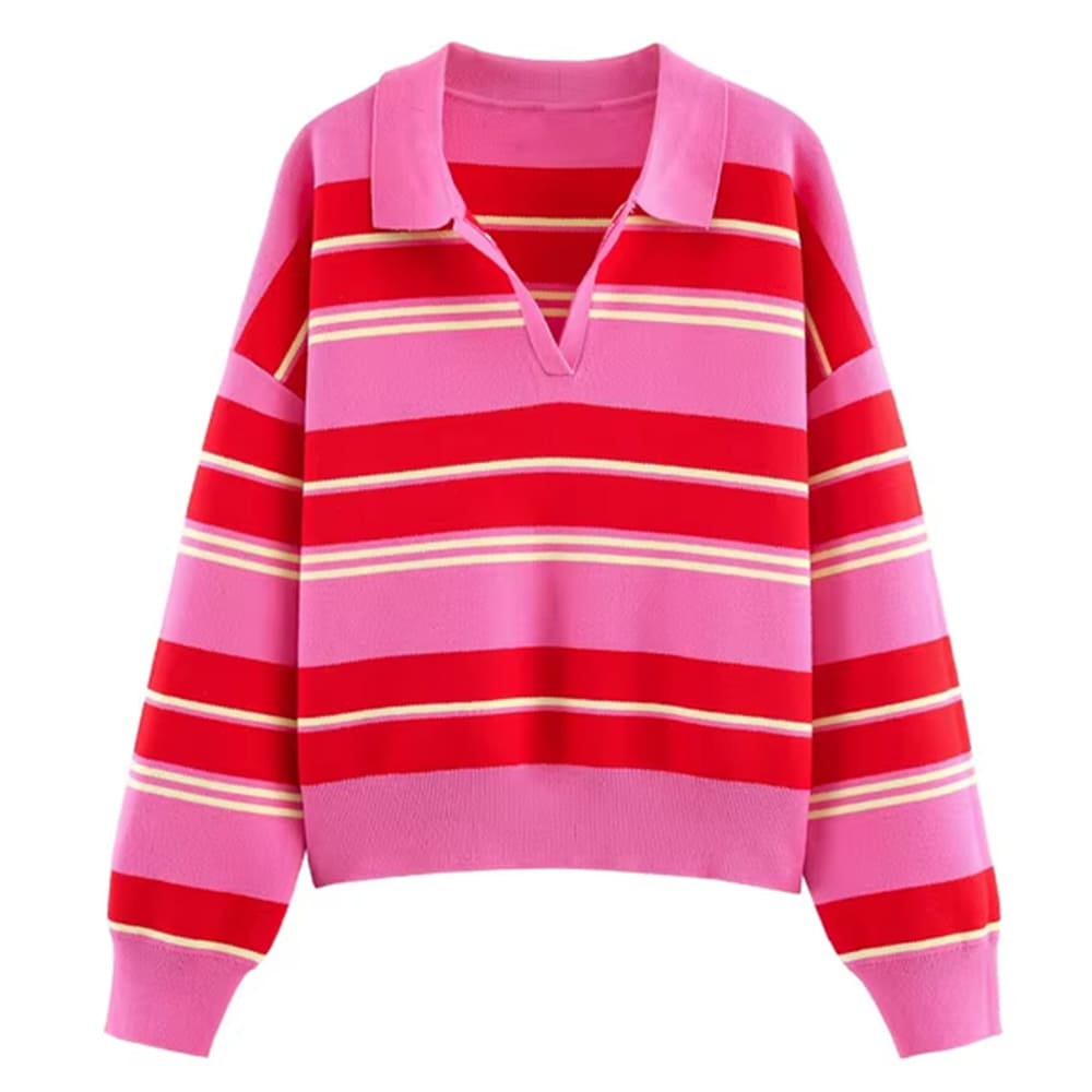 striped rugby collar sweatshirt boogzel clothing