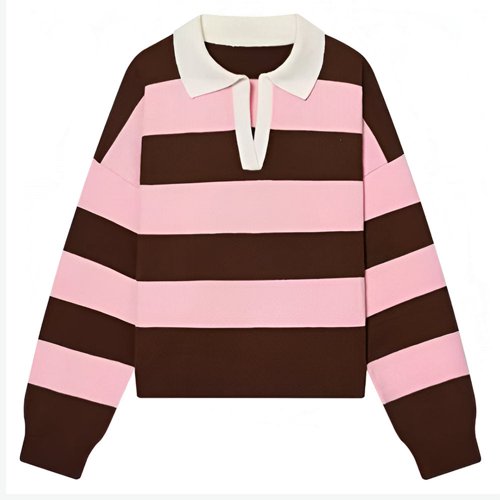 striped rugby collar sweatshirt boogzel clothing
