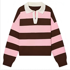 striped rugby collar sweatshirt boogzel clothing
