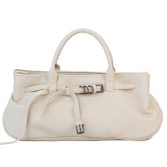 structured belted leather tote bag boogzel clothing