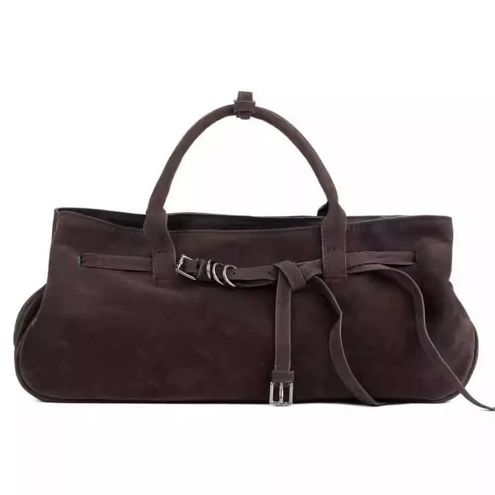 structured belted leather tote bag boogzel clothing