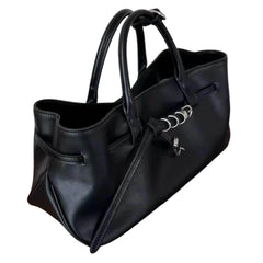 structured belted leather tote bag boogzel clothing
