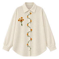sunflower embroidery oversized shirt boogzel clothing