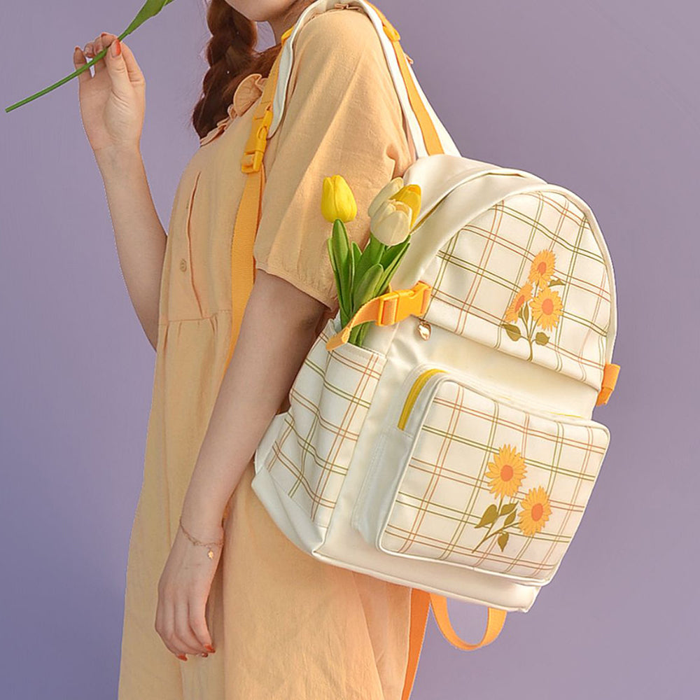 sunflower plaid backpack boogzel clothing