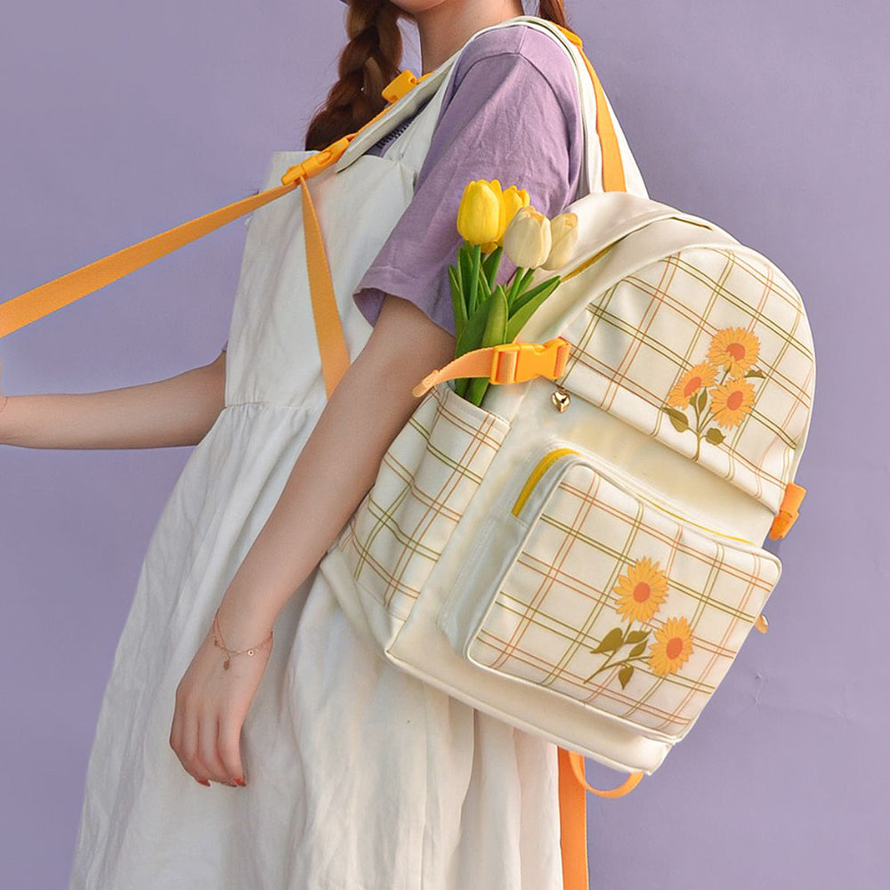 sunflower plaid backpack boogzel clothing