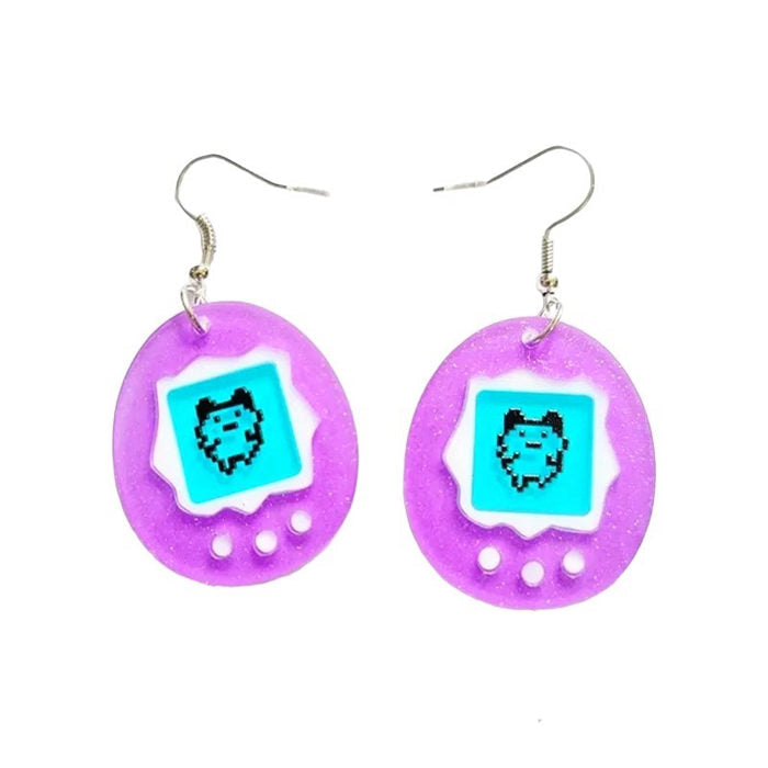 tamagotchi shaped earrings boogzel clothing