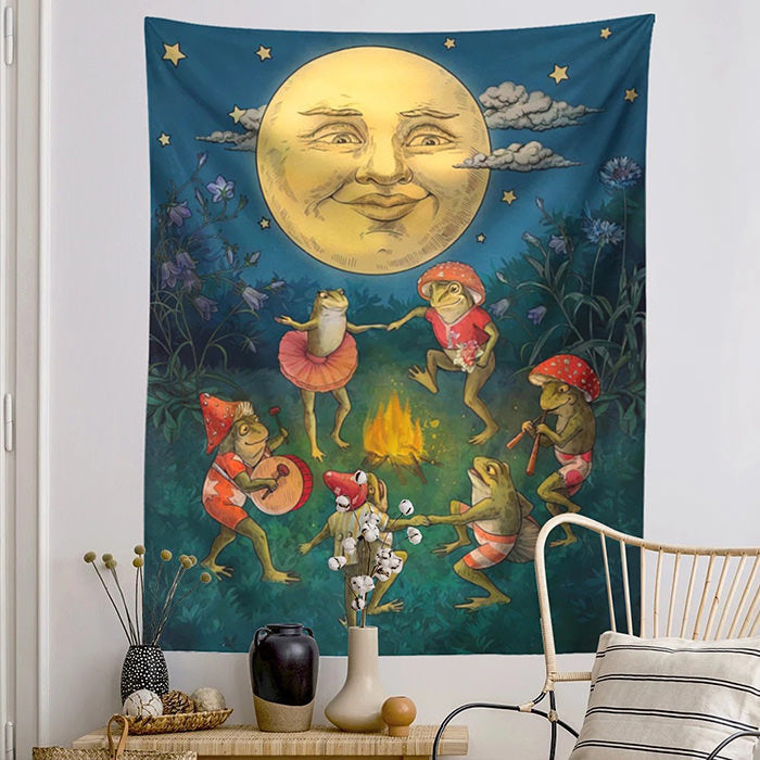 dancing frog aesthetic wall tapestry boogzel apparel