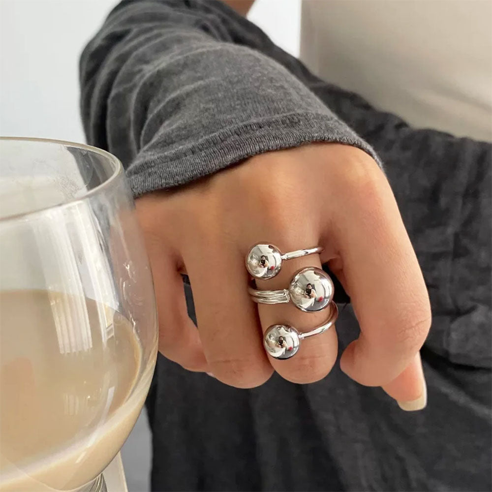 triple ball statement ring boogzel clothing