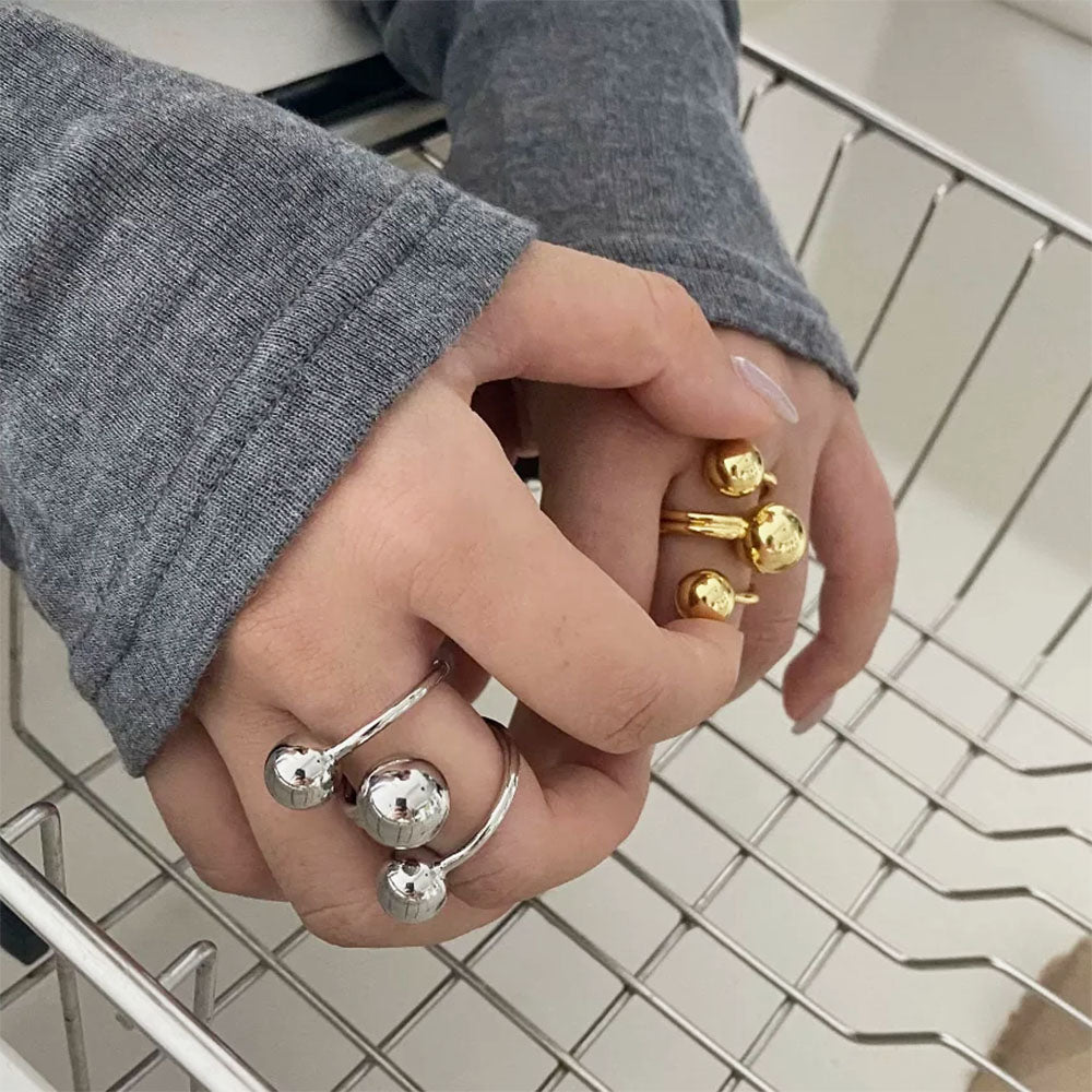 triple ball statement ring boogzel clothing