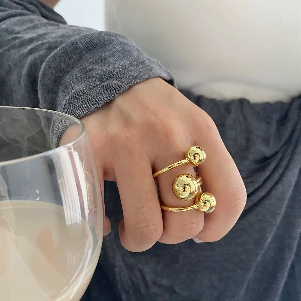 triple ball statement ring boogzel clothing