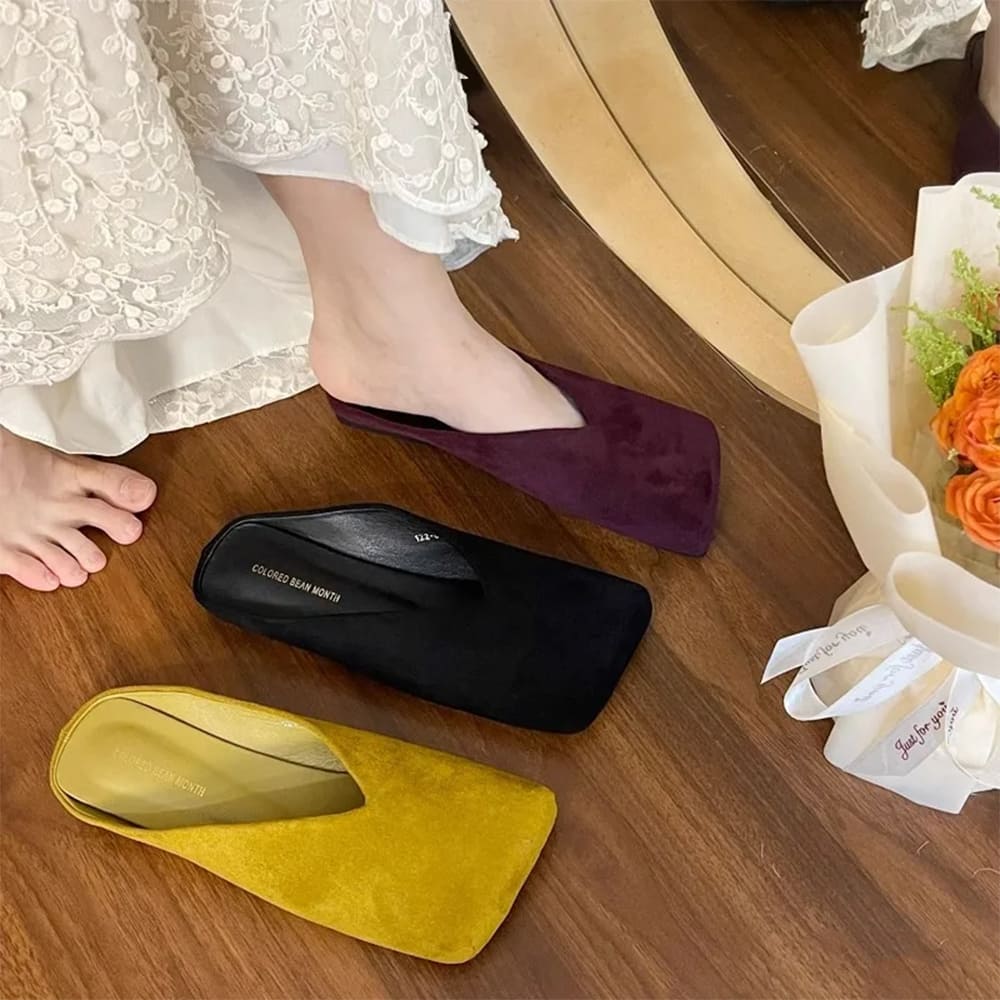 velvet slip on mule shoes boogzel clothing