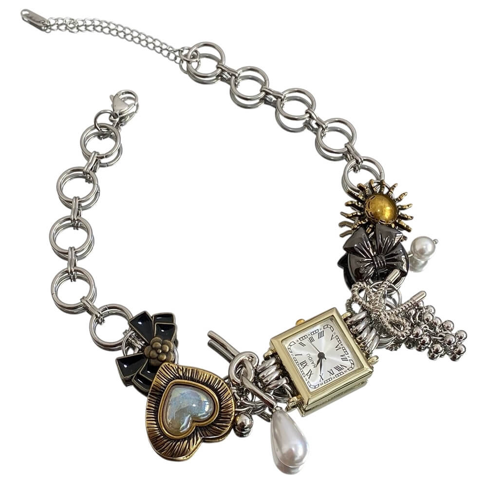 vintage clock charm choker boogzel clothing