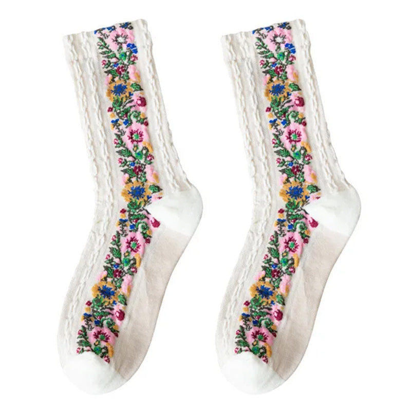 vintage embroidered floral socks boogzel clothing