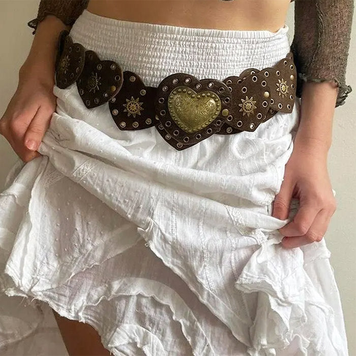 vintage heart brown suede belt boogzel clothing