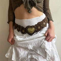 vintage heart brown suede belt boogzel clothing